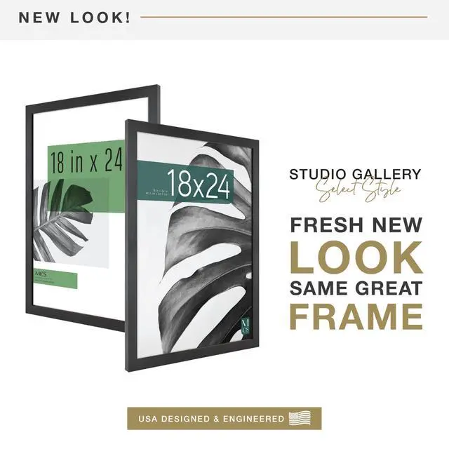 Alt view image 2 of 7 - Studio Gallery 18x24 Poster Frame Black Woodgrain Engineered Wood, Vertical & Horizontal Wall Hanging Large Picture Frame for Photos, Posters & Art Prints (1-Pack)