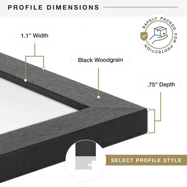 Alt view image 5 of 7 - Studio Gallery 18x24 Poster Frame Black Woodgrain Engineered Wood, Vertical & Horizontal Wall Hanging Large Picture Frame for Photos, Posters & Art Prints (1-Pack)