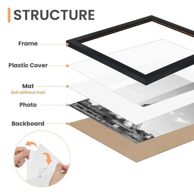 Alt view image 3 of 7 - 19 Pack Picture Frames Collage Wall Decor for Mounting or Tabletop Display, Photo Gallery Frame Set for Family, Multi Sizes Including 8x10, 5x7, 4x6, Black