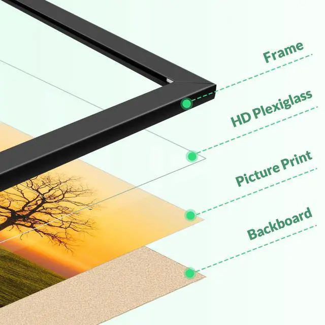 Alt view image 2 of 7 - 11x14 Picture Frame for Wall Display, 11x14 Black Picture Frame with Shatter Resistant Plexiglass, Stable and Sturdy 11 x 14 Poster Frame for Wall Display, Handpicked Gift Collection, 1 Pack