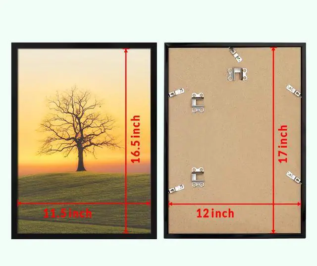 Alt view image 3 of 7 - 12x17 Picture Frame for Wall Display, 12x17 Black Picture Frame with Shatter Resistant Plexiglass, Stable and Sturdy 12 x 17 Poster Frame for Wall Display, Handpicked Gift Collection, 1 Pack