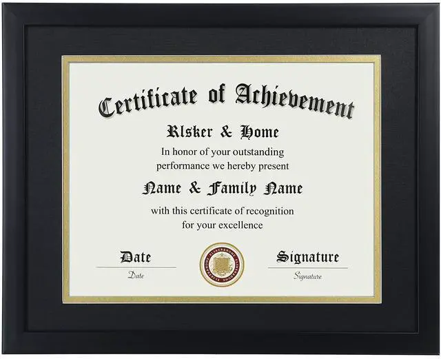 Main image of 8.5x11 Certificate Frame Black with Black Mat Gold Rim