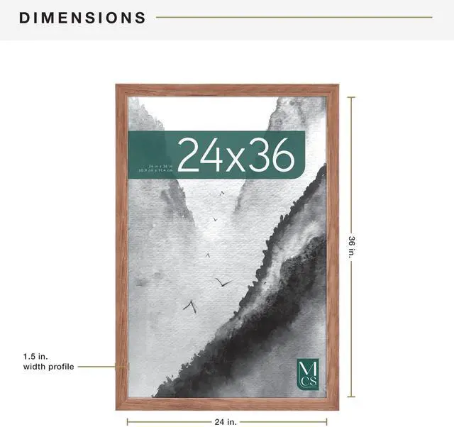 Alt view image 5 of 7 - Museum Poster Frame 24x36 Medium Oak, Vertical & Horizontal Wall Hanging Large Picture Frame for Photos, Posters & Art Prints (1-Pack)
