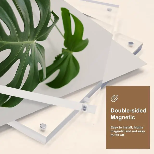 Alt view image 2 of 7 - 4x6 Acrylic Frames 6 Pack, 20mm Thicker Frameless Clear Picture Frames, Double Sided Magnetic Picture Frames, Free Standing Desktop Display