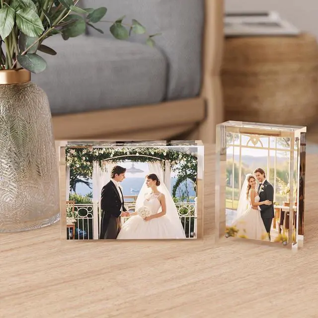 Alt view image 6 of 7 - 4x6 Acrylic Frames 6 Pack, 20mm Thicker Frameless Clear Picture Frames, Double Sided Magnetic Picture Frames, Free Standing Desktop Display