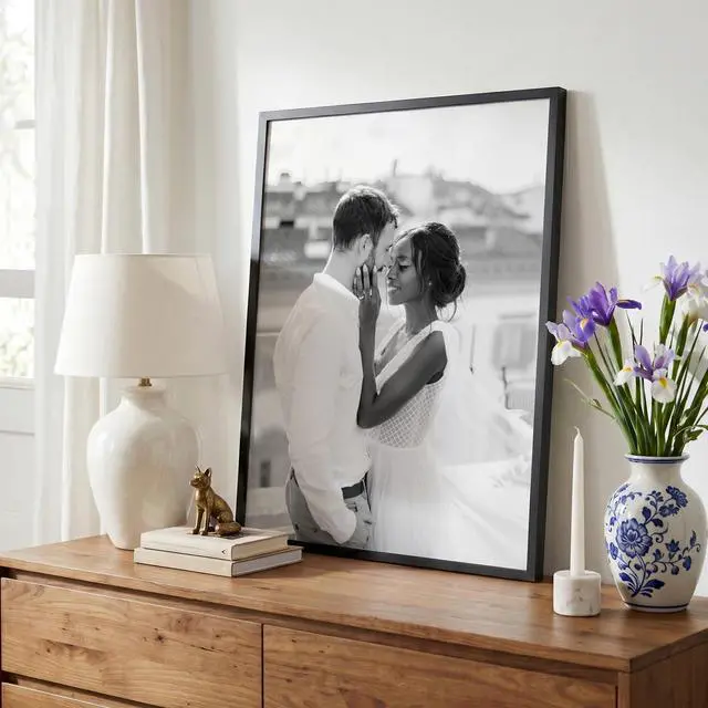 Alt view image 4 of 7 - 18x24 Poster Frame with Polished Plexiglass - Streamline Collection - Thin Border Picture Frame for Wall Display - Hanging Hardware Included - Black