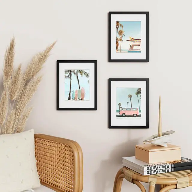 Alt view image 3 of 7 - 11x14 Picture Frame, Display Pictures 8x10 with Mat or 11x14 without Mat, Photo Frame for Wall Mounting, Black, 1 Pack