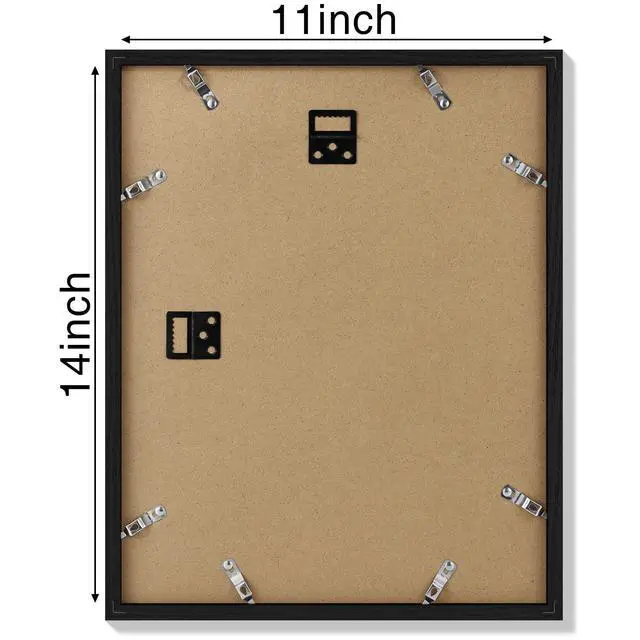 Alt view image 7 of 7 - 11x14 Picture Frame, Display Pictures 8x10 with Mat or 11x14 without Mat, Photo Frame for Wall Mounting, Black, 1 Pack