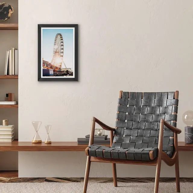 Alt view image 6 of 7 - 12x18 Poster Frame - Black Engineered Wood with Shatter-Resistant Glass - Matted to 11x17 Photo Size - Hudson Collection - Wide Picture Frame for Wall Display - Black