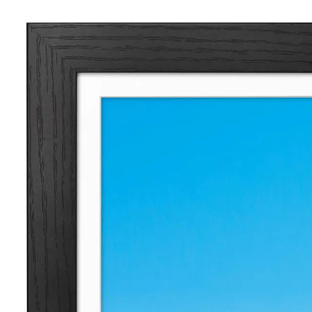 Alt view image 7 of 7 - 12x18 Poster Frame - Black Engineered Wood with Shatter-Resistant Glass - Matted to 11x17 Photo Size - Hudson Collection - Wide Picture Frame for Wall Display - Black