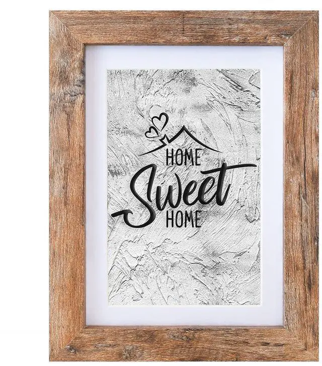 Main image of 5x7 Picture Frame - Can Display Photo 4x6 with Mat, Wood Frame with Shatterproof Plexiglass, Wall & Tabletop Display, Rustic Brown