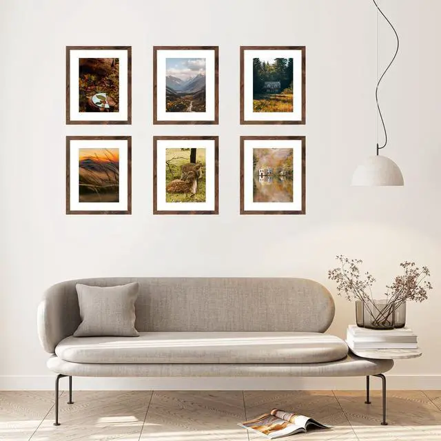 Alt view image 7 of 7 - 11x14 Picture Frame with 8x10 Mat Deep Brown, Display 8x10 with Mat or 11x14 Without Mat, Wood 11 by 14 Photo Frame, 11 x 14 Frame for Wall Hanging Display, Deep Brown