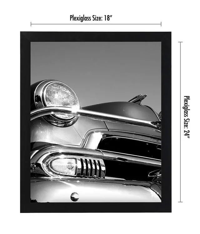 Alt view image 2 of 7 - 18x24 Poster Frame - Black Engineered Wood with Polished Plexiglass - Wide Picture Frame for Vertical or Horizontal Wall Display - Epic Collection - Black