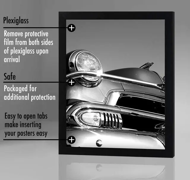 Alt view image 6 of 7 - 18x24 Poster Frame - Black Engineered Wood with Polished Plexiglass - Wide Picture Frame for Vertical or Horizontal Wall Display - Epic Collection - Black