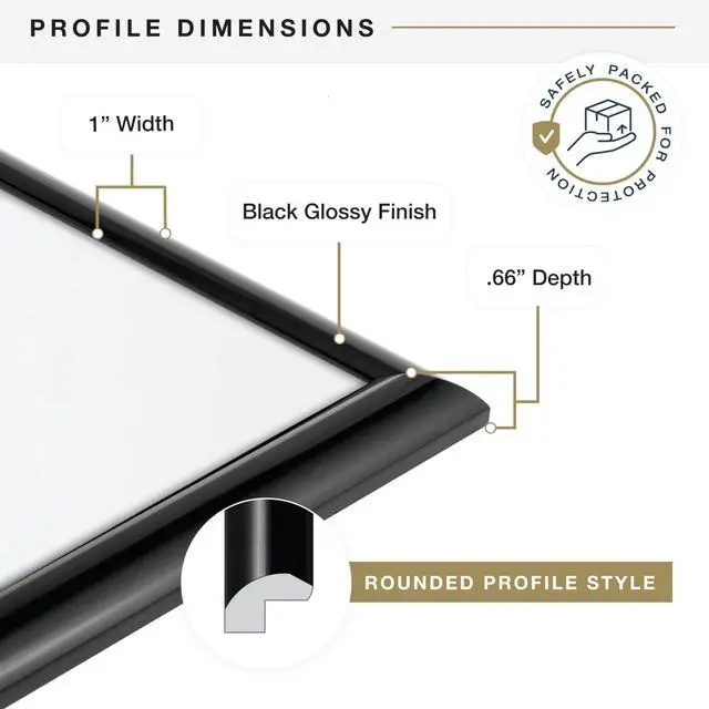 Alt view image 5 of 7 - Trendsetter 24x36 Poster Frame Black High-Gloss, Vertical & Horizontal Wall Hanging Large Picture Frame for Photos, Posters & Art Prints (1-Pack)