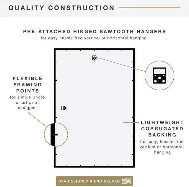 Alt view image 7 of 7 - Trendsetter 24x36 Poster Frame Black High-Gloss, Vertical & Horizontal Wall Hanging Large Picture Frame for Photos, Posters & Art Prints (1-Pack)