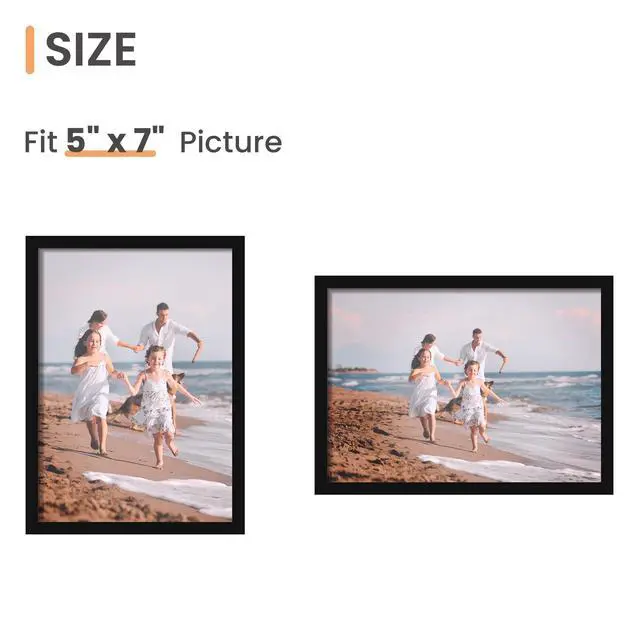 Alt view image 4 of 7 - 5x7 Picture Frame Set of 3, Made of High Definition Glass for 5 x 7 Black Frames, Wall and Tabletop Display Thin Border Photo Frame for Home Décor