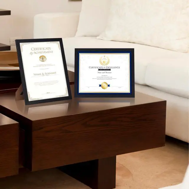 Alt view image 4 of 7 - 8.5 x 11 Picture Frame Set of 15, Black Photo Frames 8.5 by 11 for Certificate Diploma Document, Wall Hanging or Tabletop Display