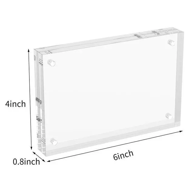 Alt view image 2 of 7 - 4x6 Acrylic Picture Frames 3 Pack, 20% Thicker Block, Clear Picture Frames Freestanding Double Sided Magnetic Acrylic Lucite Frameless Transparent Square Frame Gift for Desktop Display