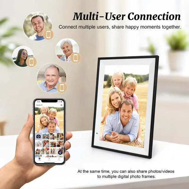 Alt view image 6 of 7 - Digital Picture Frame 10.1 Inch Digital Photo Frame 32GB Storage, WiFi Picture Frame with1280x800 IPS Touch Screen, Auto-Rotate Photo Frame Share Your Photos and Videos via AiMOR App, Black