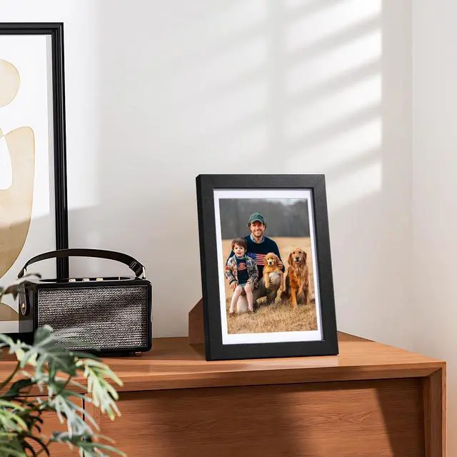 Alt view image 7 of 7 - 4x6 Picture Frames Set of 10, Tabletop or Wall Display Pictures 3.5x5 with Mat or 4x6 Without, Multi Photo Frames Collage (Black)