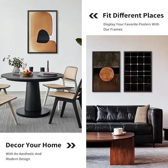 Alt view image 2 of 7 - 24x36 Poster Frame Black 2 Pack, Poster Frames 24 x 36 inches or 24x36 Picture Frames with HD Plexiglass for Horizontal or Vertical Wall Mounting, Durable Scratch-proof Safe and Artistic