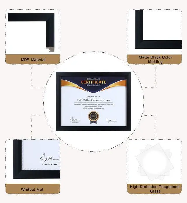 Alt view image 5 of 7 - 8.5x11 Picture Frame Certificate Document Frame 6 Pack Glass