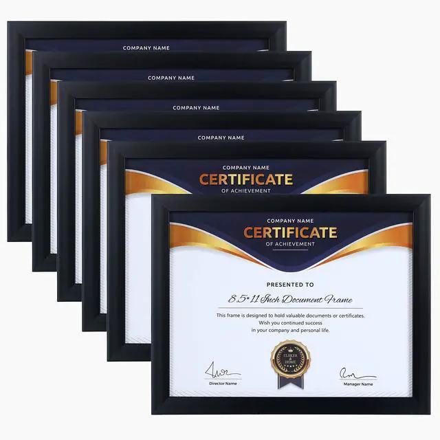 Main image of 8.5x11 Picture Frame Certificate Document Frame 6 Pack Glass