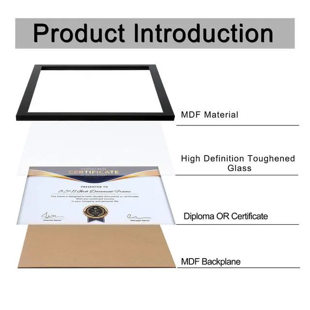 Alt view image 6 of 7 - 8.5x11 Picture Frame Certificate Document Frame 6 Pack Glass