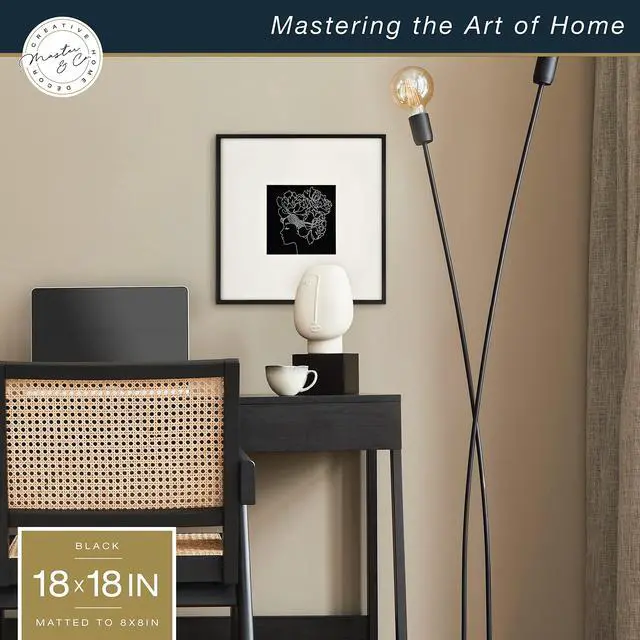 Alt view image 2 of 6 - Master & Co. Foundry Metal 18x18 Matted Picture Frame with 8x8 Photo Display, Black Vertical & Horizontal Wall Hanging Frame for Photos & Artwork (1-Pack)
