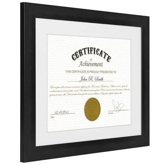 Alt view image 4 of 7 - 11x14 Diploma Frame with Shatter-Resistant Glass - Set of 2 - Use as 8.5x11 Frame with Mat or Display 11x14 Documents Without Mat - Certificate Frames with Engineered Wood - Black