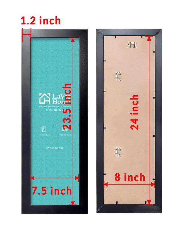 Alt view image 6 of 7 - 8x24 Picture Frame Black, Panoramic Picture Frame for Wall Decoration, Classic Black Minimalist Style Suitable for Decorating Houses, Offices, Hotels1 Pack