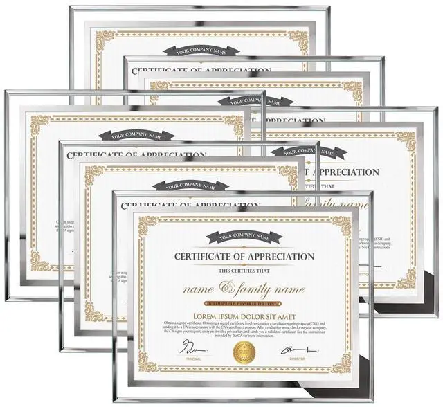 Main image of 8.5 by 11 Picture Frames, 6 Pack 8.5x11 Glass Picture Frames For Small Business Licenses, School Certificates, Family Awards & Office Diplomas, Tabletop Display Only Vertical or Horizontal