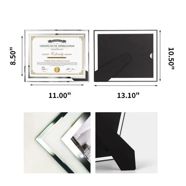 Alt view image 2 of 7 - 8.5 by 11 Picture Frames, 6 Pack 8.5x11 Glass Picture Frames For Small Business Licenses, School Certificates, Family Awards & Office Diplomas, Tabletop Display Only Vertical or Horizontal