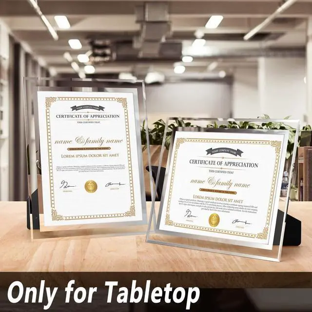 Alt view image 3 of 7 - 8.5 by 11 Picture Frames, 6 Pack 8.5x11 Glass Picture Frames For Small Business Licenses, School Certificates, Family Awards & Office Diplomas, Tabletop Display Only Vertical or Horizontal