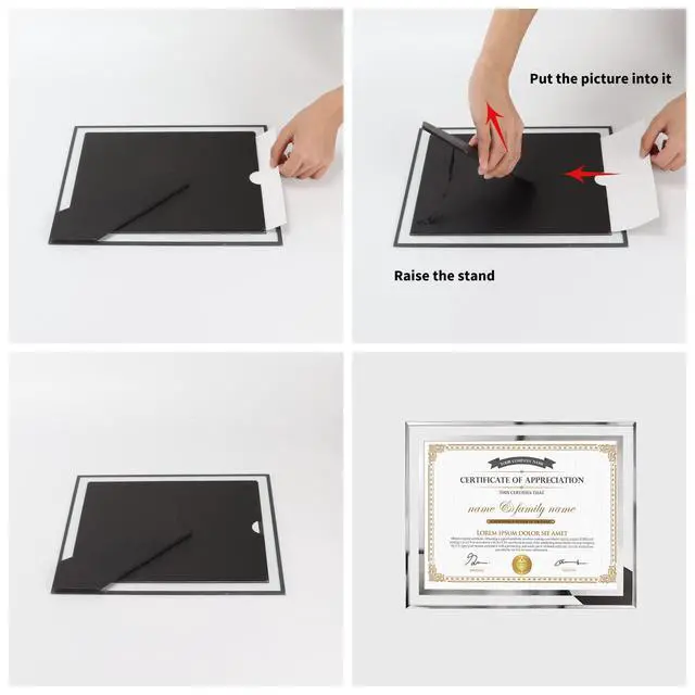 Alt view image 7 of 7 - 8.5 by 11 Picture Frames, 6 Pack 8.5x11 Glass Picture Frames For Small Business Licenses, School Certificates, Family Awards & Office Diplomas, Tabletop Display Only Vertical or Horizontal
