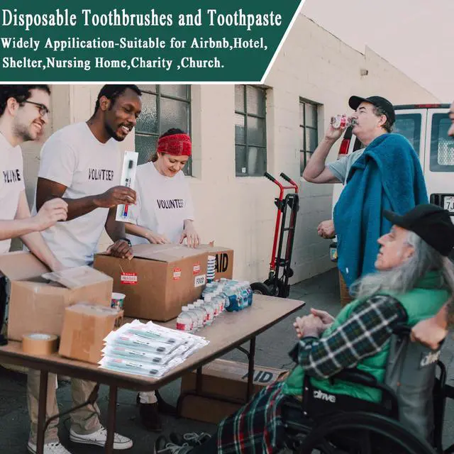Alt view image 3 of 7 - Disposable Toothbrushes with Toothpaste,30 Pack Green Individually Wrapped Disposable Travel Toothbrushes Kit in Bulk for Homeless,Nursing Home,Hotel,Charity
