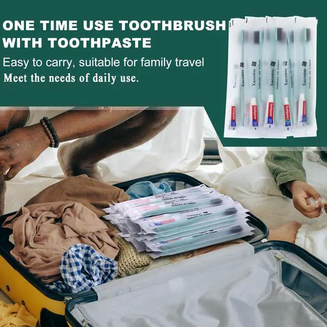 Alt view image 6 of 7 - Disposable Toothbrushes with Toothpaste,30 Pack Green Individually Wrapped Disposable Travel Toothbrushes Kit in Bulk for Homeless,Nursing Home,Hotel,Charity