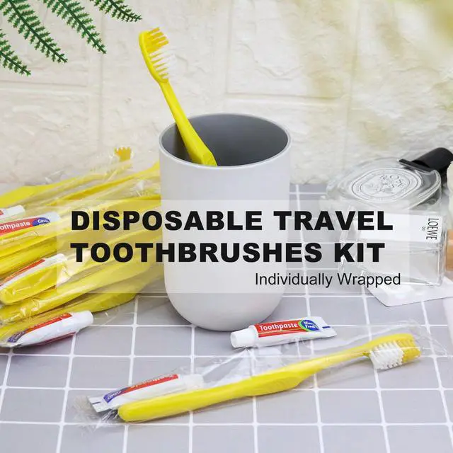 Alt view image 6 of 7 - Disposable Toothbrushes with Toothpaste,200 Pack Yellow Hollow Individually Wrapped Disposable Travel Toothbrushes Kit in Bulk for Homeless,Nursing Home,Hotel,Charity