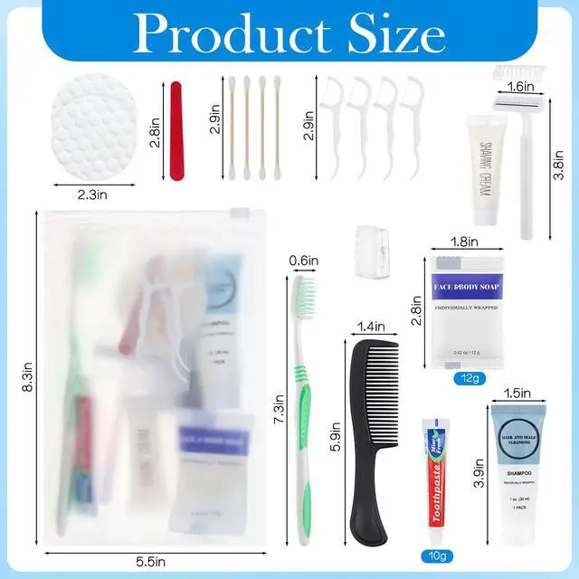 Alt view image 2 of 7 - Travel Size Toiletries Kits Disposable Toiletry Set in Bulk, Portable Trial Size Personal Hygiene Care Package Supplies Amenities Essentials for Camping/ Hotel/Guest/Homeless/Charity 9-in-1 (20 Pack)