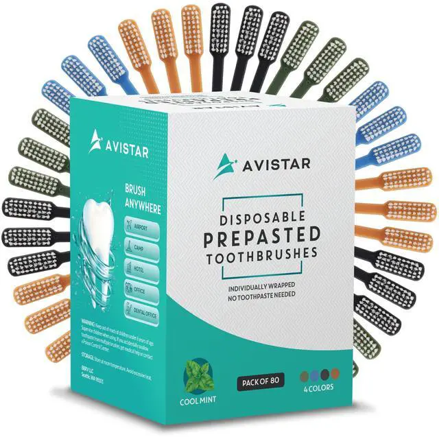 Main image of 80 Prepasted Disposable Toothbrushes Individually Wrapped - Single Use Pre Pasted Disposable Toothbrushes with Toothpaste Built in - Waterless Toothbrush for Travel, Guests, Hotel, & Camping