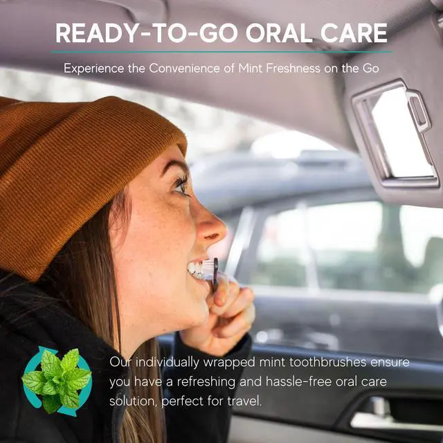 Alt view image 4 of 7 - 80 Prepasted Disposable Toothbrushes Individually Wrapped - Single Use Pre Pasted Disposable Toothbrushes with Toothpaste Built in - Waterless Toothbrush for Travel, Guests, Hotel, & Camping