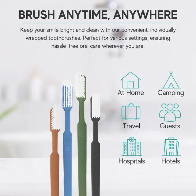 Alt view image 5 of 7 - 80 Prepasted Disposable Toothbrushes Individually Wrapped - Single Use Pre Pasted Disposable Toothbrushes with Toothpaste Built in - Waterless Toothbrush for Travel, Guests, Hotel, & Camping