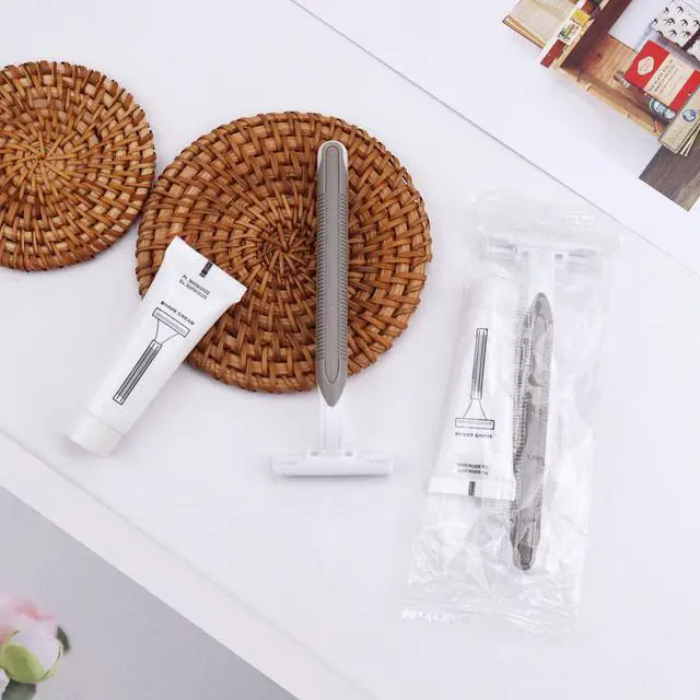 Alt view image 6 of 6 - Disposable Razors in Bulk Pack of 30,Gray Bulk Razors Disposable Individually Wrapped Twin Blade Disposable Shaving Razors with Shaving Cream and Clear Cap Set for Homeless,Hotel,Charity,Travel