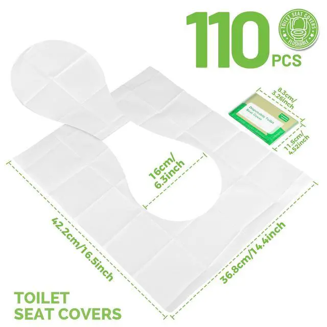 Alt view image 2 of 7 - Toilet Seat Covers Disposable, 110pcs Flushable Travel Disposable Toilet Seat Covers for Adults Kids Potty Training, Travel Essential Accessories for Airplane, Road Trips, Camping