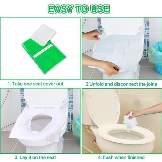 Alt view image 6 of 7 - Toilet Seat Covers Disposable, 110pcs Flushable Travel Disposable Toilet Seat Covers for Adults Kids Potty Training, Travel Essential Accessories for Airplane, Road Trips, Camping