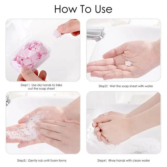 Alt view image 4 of 6 - 300pcs Portable Hand Washing Soap Sheets, Scented Mini Soap Sheets, Disposable Soluble Soap for Outdoor Travel, Camping, Hiking (Mix)