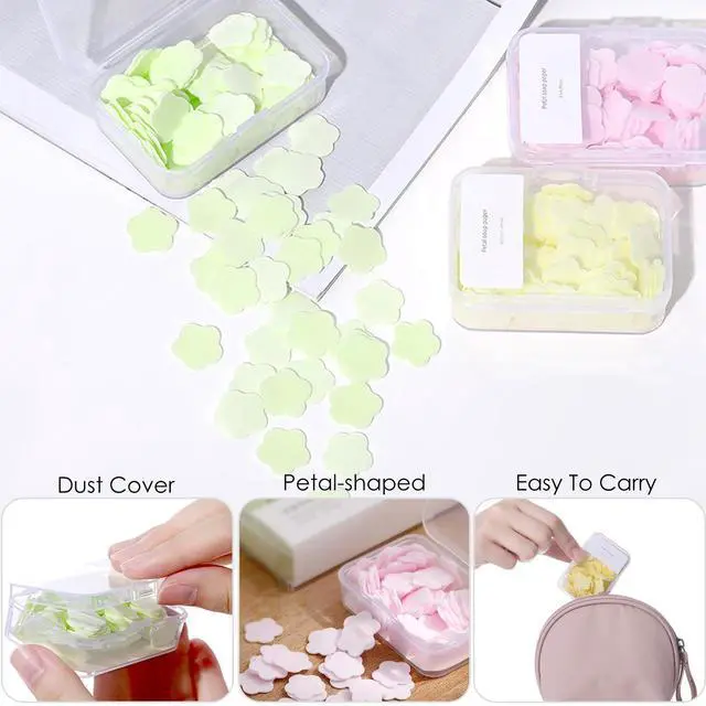 Alt view image 3 of 6 - 300pcs Portable Hand Washing Soap Sheets, Scented Mini Soap Sheets, Disposable Soluble Soap for Outdoor Travel, Camping, Hiking (Mix)