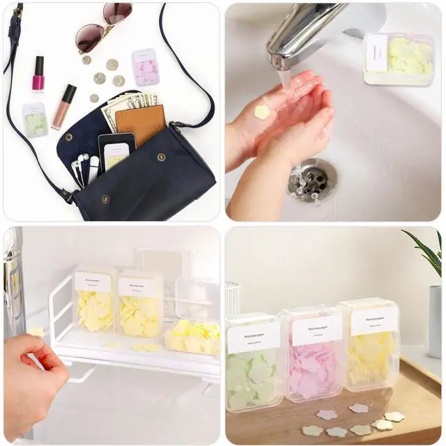 Alt view image 6 of 6 - 300pcs Portable Hand Washing Soap Sheets, Scented Mini Soap Sheets, Disposable Soluble Soap for Outdoor Travel, Camping, Hiking (Mix)