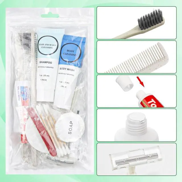 Alt view image 2 of 7 - Toiletry Kits Homeless Personal Hygiene Care Package Kits Supplies In Bulk, Disposable Travel Size Essential Women Men Toiletries Set for Hotel, Charity, Camping, Travel (5 Pack)